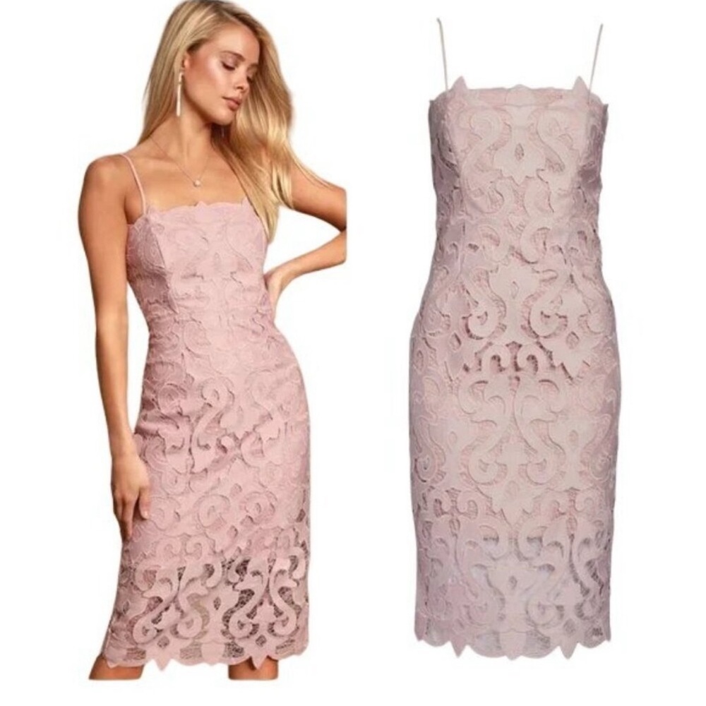 Bardot Lina Lace Sheath Dress pink rose sz 8